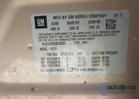 2018 Buick Encore Essence из США, поврежденный, VIN KL4CJGSB3JB535924